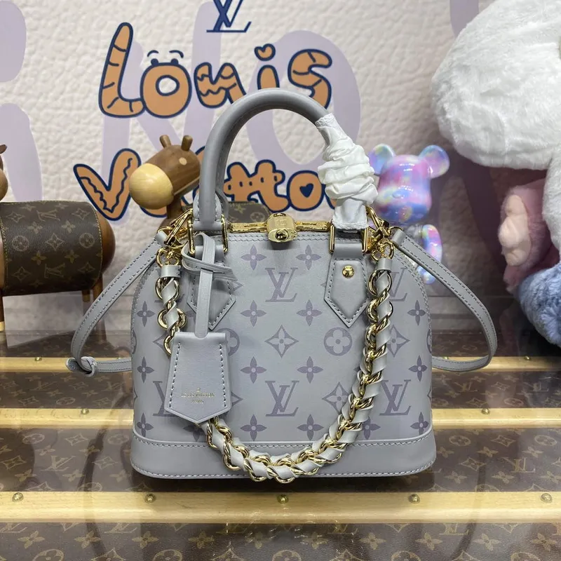 LV M12561 Louis Vuitton Alma BB Calfskin Leather Bag Trianon Gray