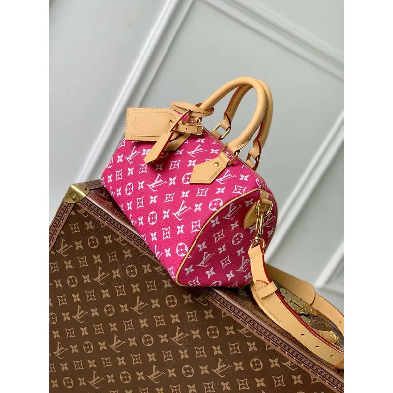LV M11562 Louis Vuitton Speedy P9 Bandoulière 25 Monogram Bag Rose Red