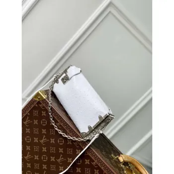 LV M25445 Louis Vuitton Slim Trunk Bag Ostrich Pattern White