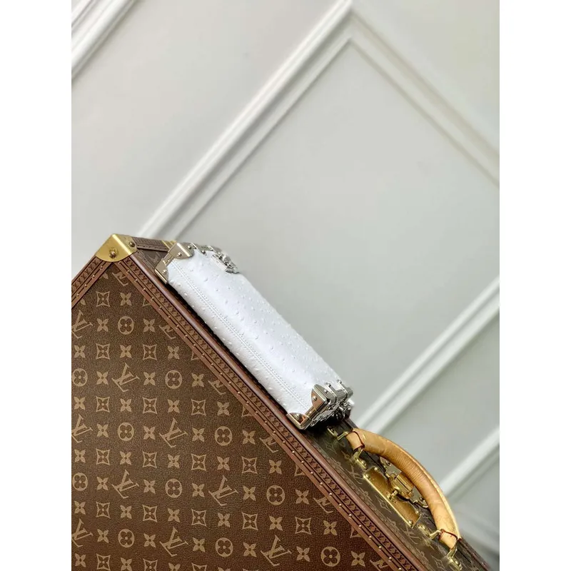 LV M25445 Louis Vuitton Slim Trunk Bag Ostrich Pattern White