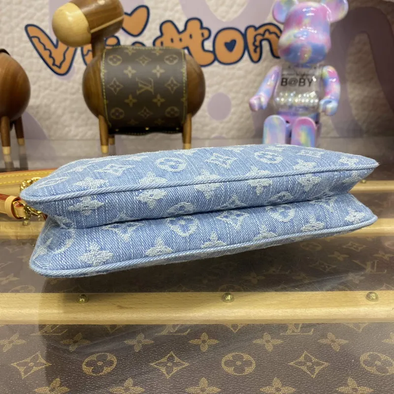 LV M83532 Louis Vuitton Liv Pochette Monogram Denim Bag Sky Blue