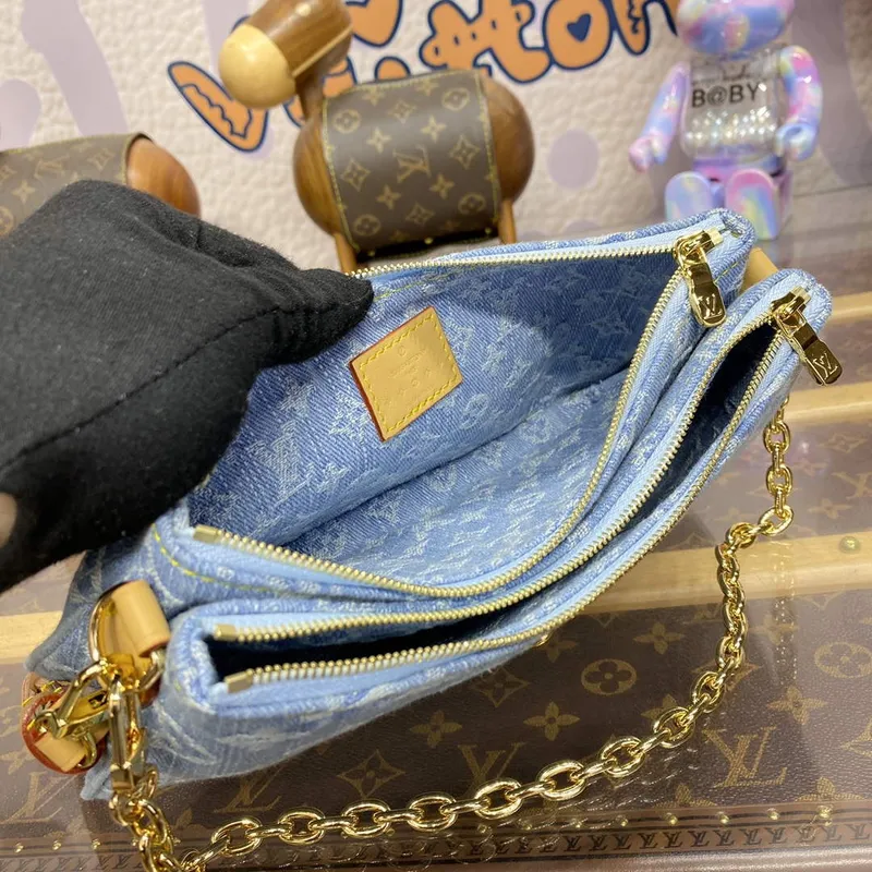 LV M83532 Louis Vuitton Liv Pochette Monogram Denim Bag Sky Blue