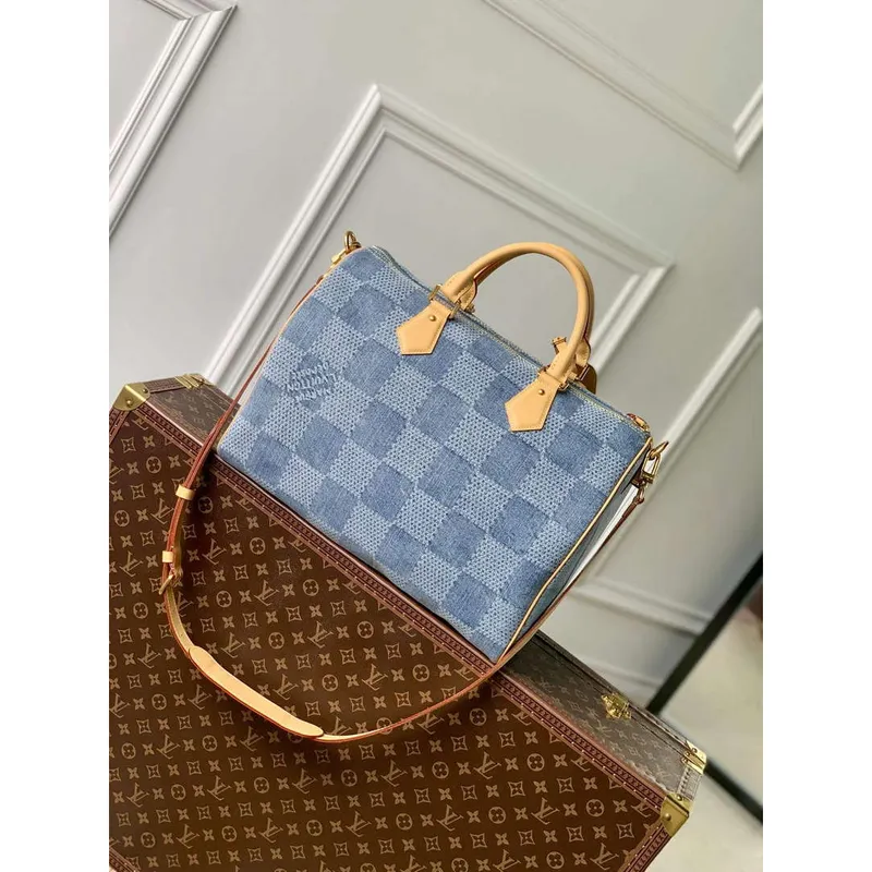 LV N40701 Louis Vuitton Speedy 40 Bandoulière Bag Blue