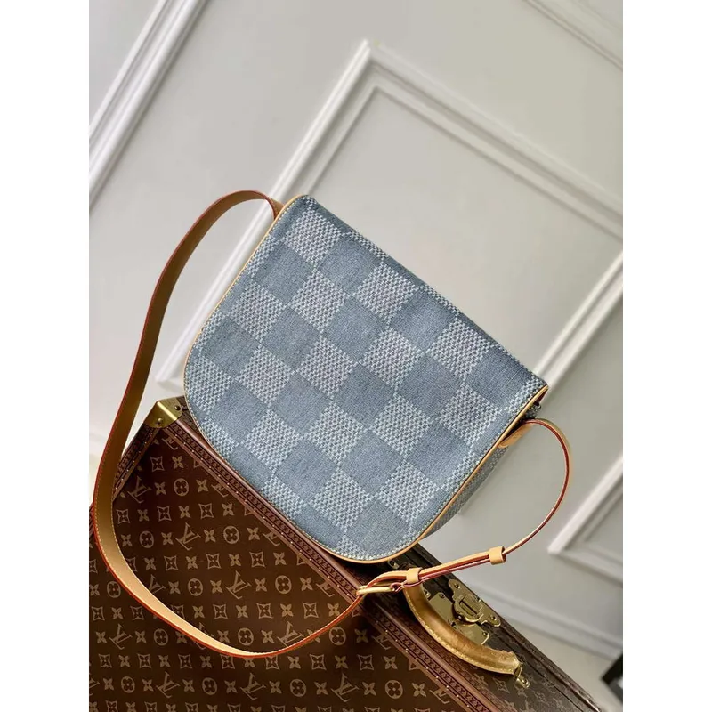 LV N40743 Louis Vuitton Montsouris Messenger MM Damier Cross body Bag Blue