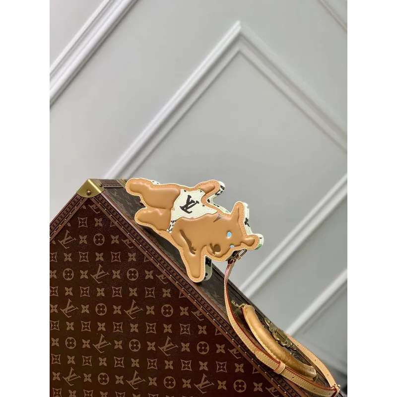 LV M83342 Louis Vuitton Playful Dog On Strap Wearable Wallet White