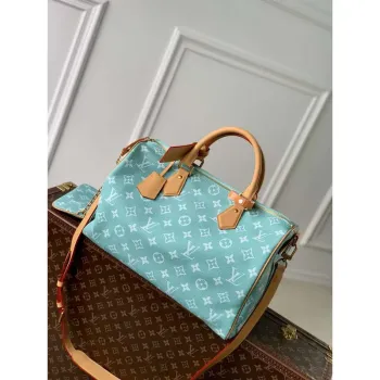 LV M24417 Louis Vuitton Speedy P9 Bandoulière 40 Bag Monogram Leather Light Blue