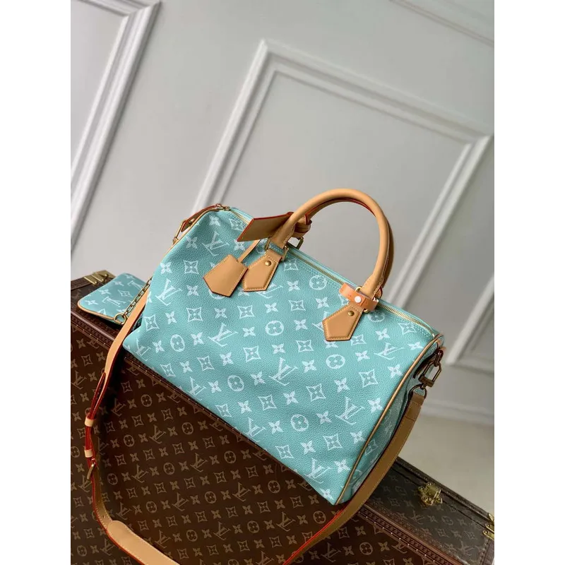 LV M24417 Louis Vuitton Speedy P9 Bandoulière 40 Bag Monogram Leather Light Blue