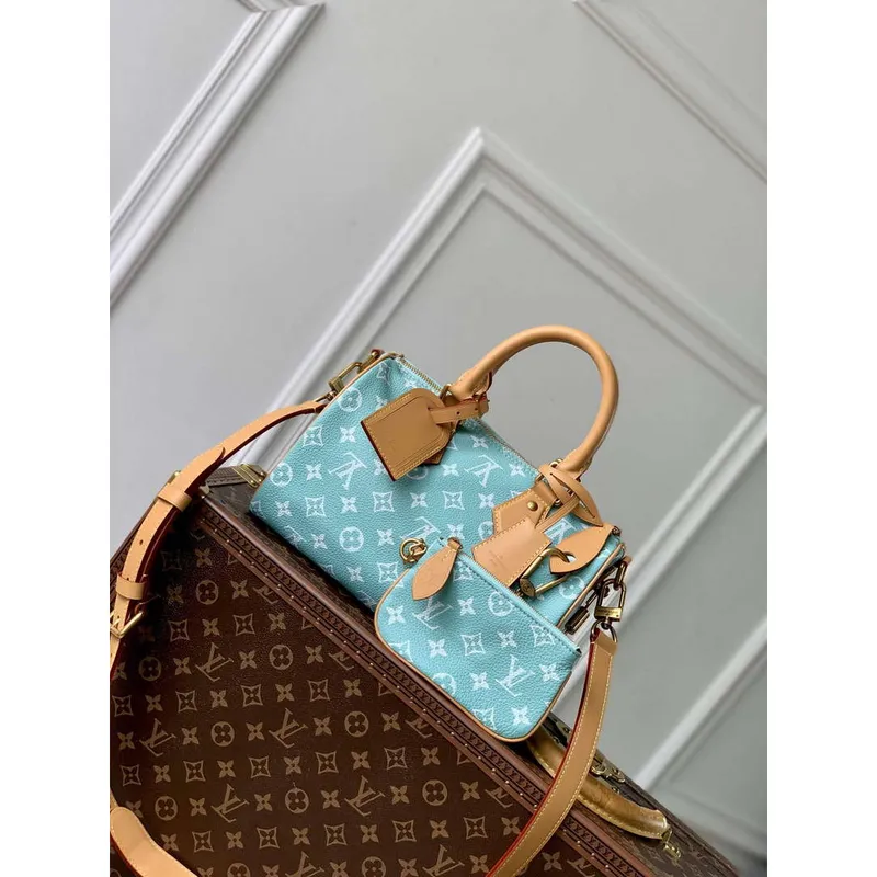 LV M24423 Louis Vuitton Speedy P9 Bandoulière 25 Bag Monogram Leather Light Blue