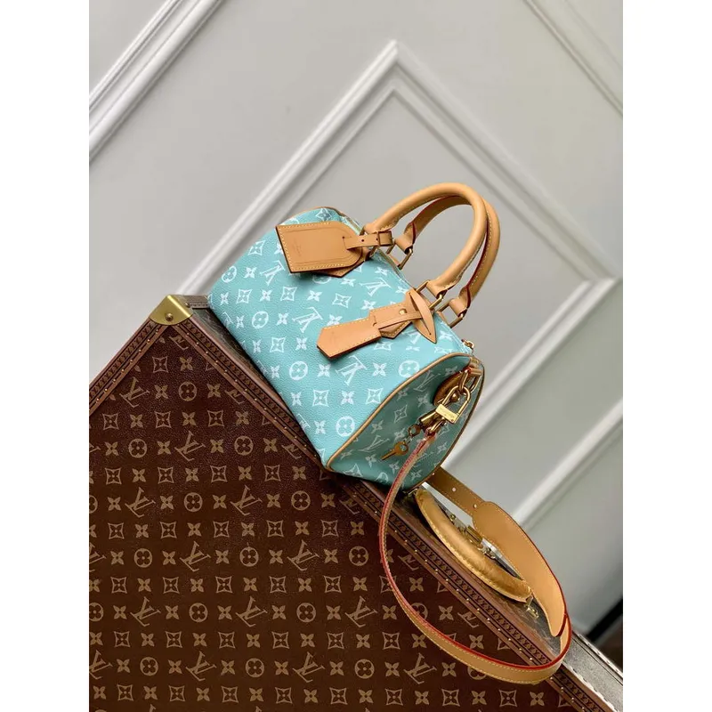 LV M24423 Louis Vuitton Speedy P9 Bandoulière 25 Bag Monogram Leather Light Blue