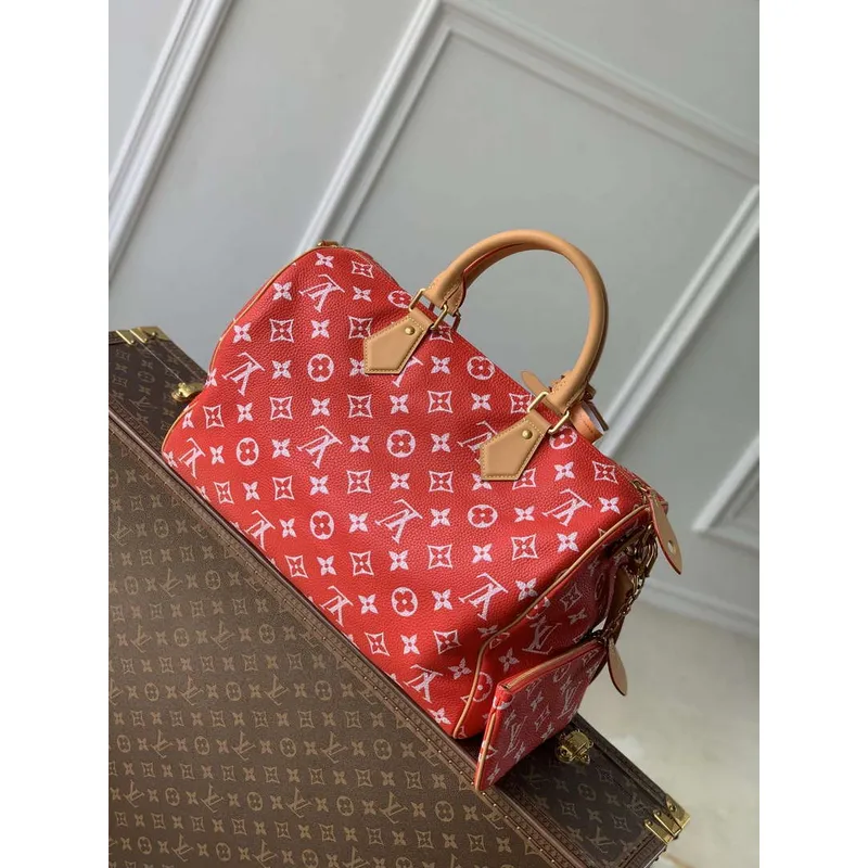 LV M24420 Louis Vuitton Speedy P9 Bandoulière 40 Bag Monogram Leather Red