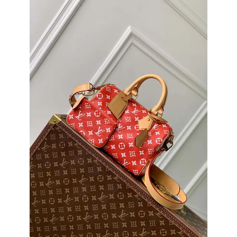 LV M24425 Louis Vuitton Speedy P9 Bandoulière 25 Bag Monogram Leather Red