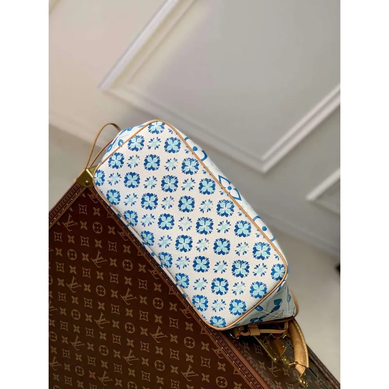 LV M11263 Louis Vuitton Neverfull MM Tote Bag Lagoon Blue