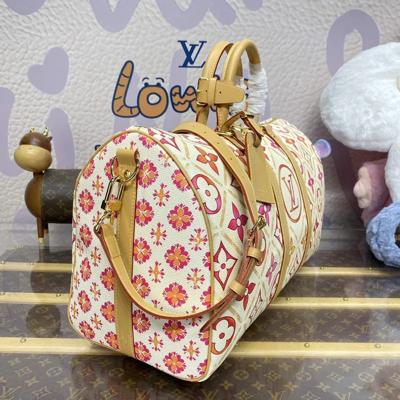 LV M11251 Louis Vuitton Keepall Bandoulière 45 Bag Coral