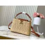LV M22173 Louis Vuitton Capucines BB Handbag Straw Leather Beige Tan