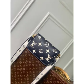 LV M47161 Louis Vuitton Diane Monogram Empreinte Leather Black with Camel
