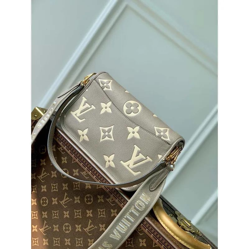 LV M46386 Louis Vuitton Diane Monogram Empreinte Leather Gray with Camel