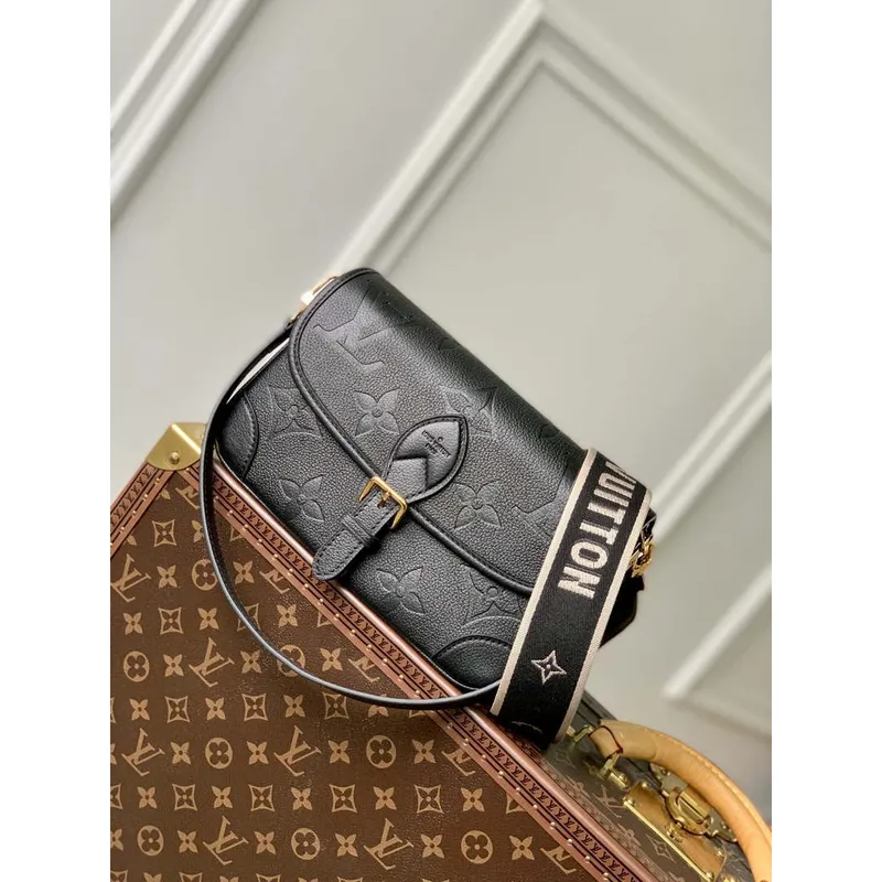 LV M46386 Louis Vuitton Diane Monogram Empreinte Leather Black