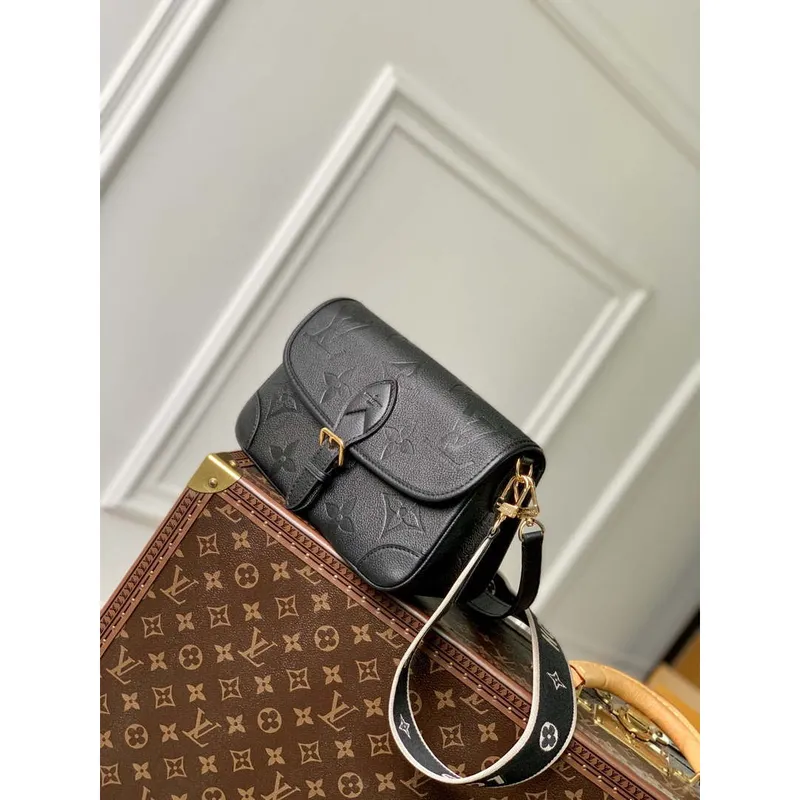 LV M46386 Louis Vuitton Diane Monogram Empreinte Leather Black