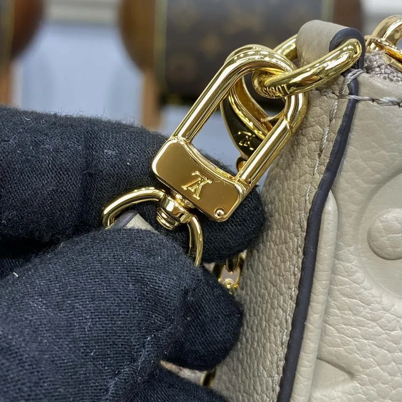 LV M81862 Louis Vuitton Easy Pouch On Strap Bag Monogram empreinte Tourterelle Beige