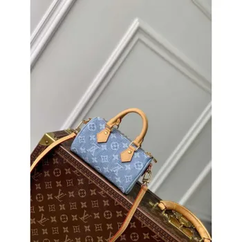 LV M11212 Louis Vuitton Nano Speedy Bag Sky Blue Monogram denim
