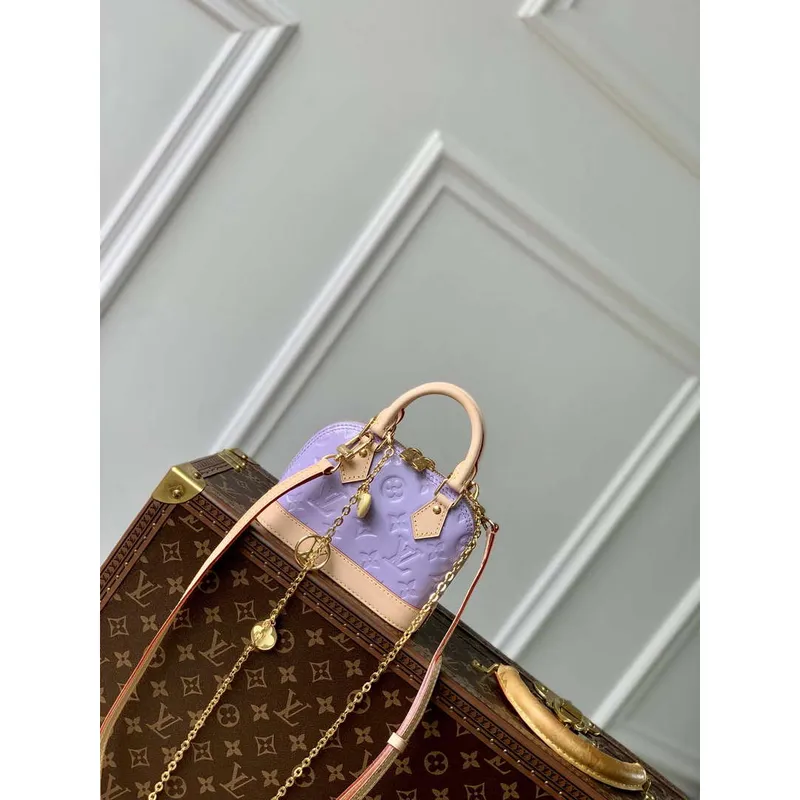 LV M82974 Louis Vuitton Nano Alma Handbag Glossy Lilac