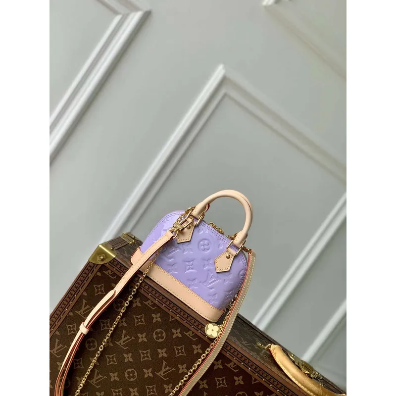 LV M82974 Louis Vuitton Nano Alma Handbag Glossy Lilac