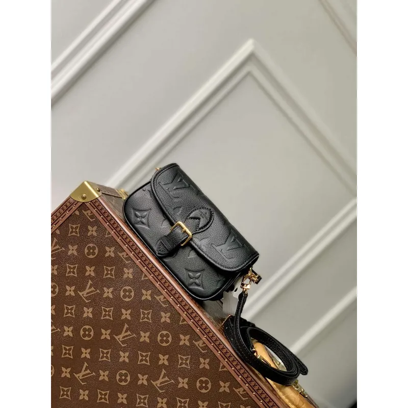 LV M83566 Louis Vuitton Nano Diane Bag Empreinte leather Black