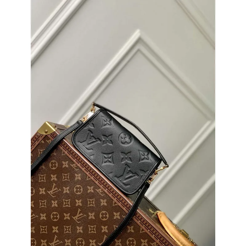 LV M83566 Louis Vuitton Nano Diane Bag Empreinte leather Black