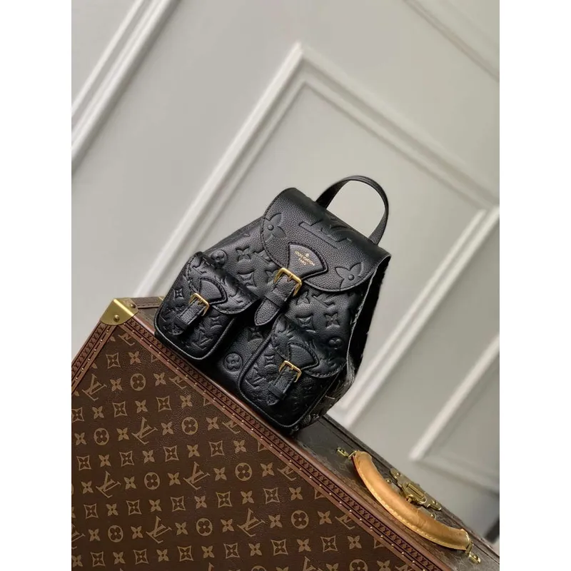 LV M47072 Louis Vuitton Playful Backup Backpack Bag Black