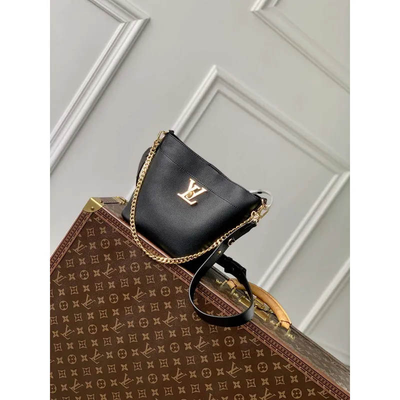LV M24006 Louis Vuitton Lock and Walk Bucket Bag Black