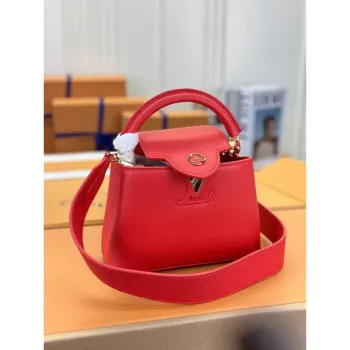 LV M43935 Louis Vuitton Capucines Mini Handbag Taurillon Red