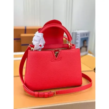 LV M43935 Louis Vuitton Capucines BB Handbag Taurillon Red