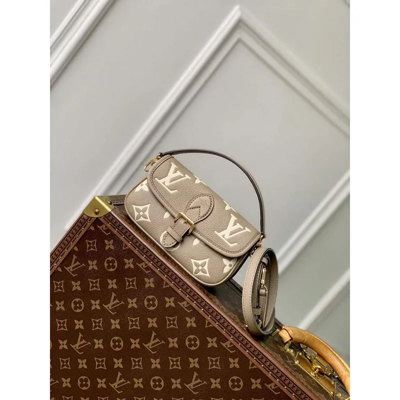 LV M83300 Louis Vuitton Nano Diane Bag Monogram Empreinte leather Tourterelle Beige / Cream