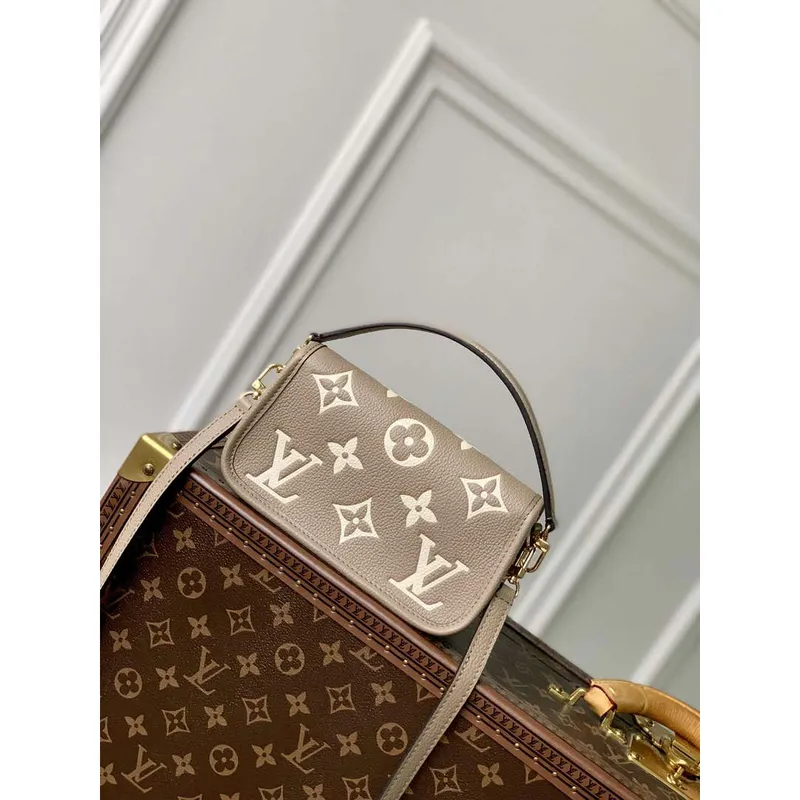 LV M83300 Louis Vuitton Nano Diane Bag Monogram Empreinte leather Tourterelle Beige / Cream
