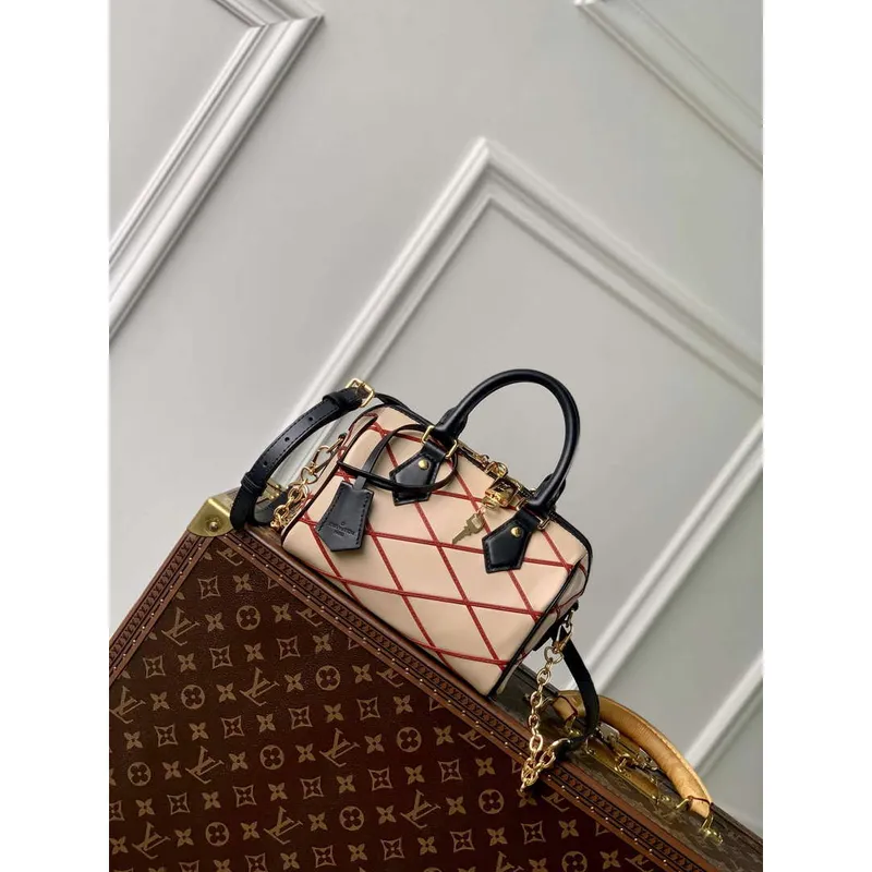 LV M24261 Louis Vuitton Speedy Bandoulière 20 Handbag Beige/Red