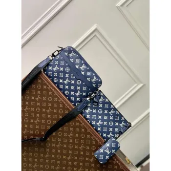 LV M24753 Louis Vuitton Trio Messenger Bag Ink Blue/White