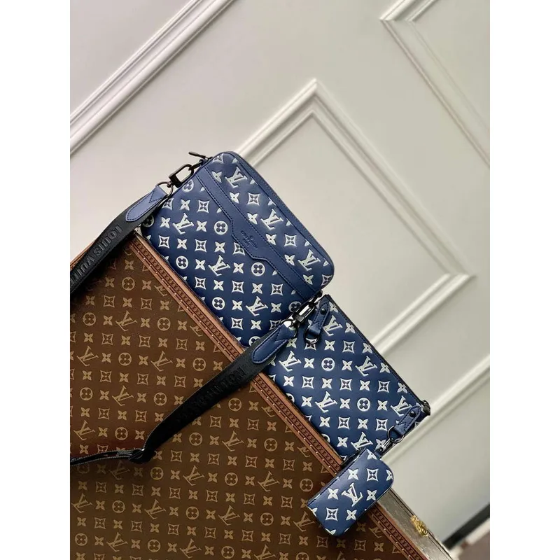LV M24753 Louis Vuitton Trio Messenger Bag Ink Blue/White