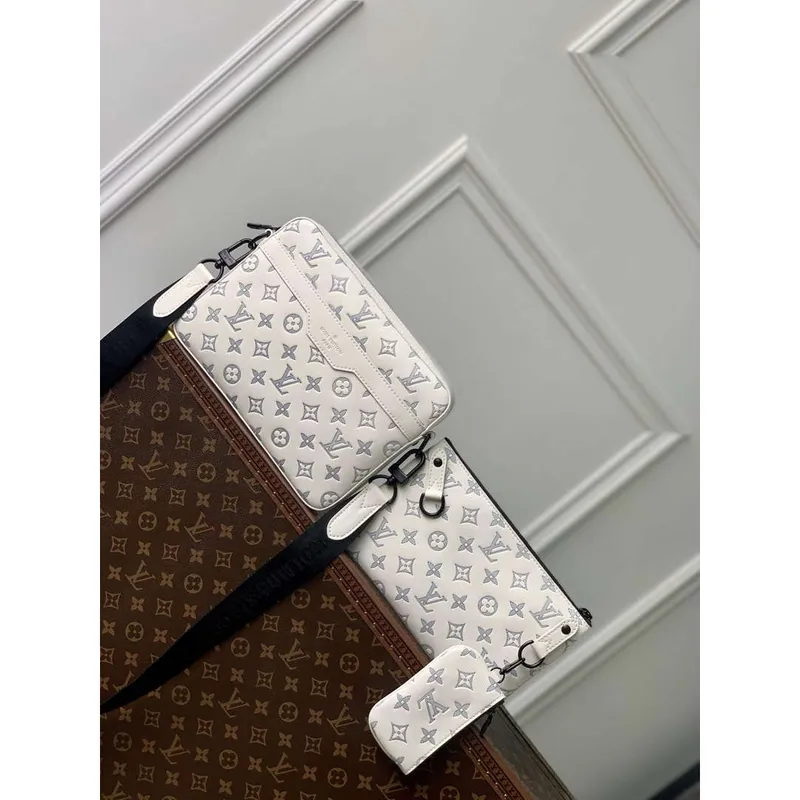 LV M24754 Louis Vuitton Trio Messenger Bag White/Navy Blue