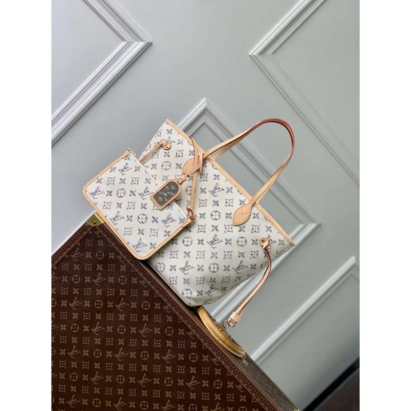 LV M24905 Louis Vuitton Neverfull MM Bag Multicolor Beige