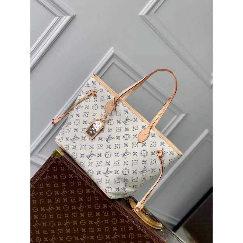 LV M24905 Louis Vuitton Neverfull MM Bag Multicolor Beige
