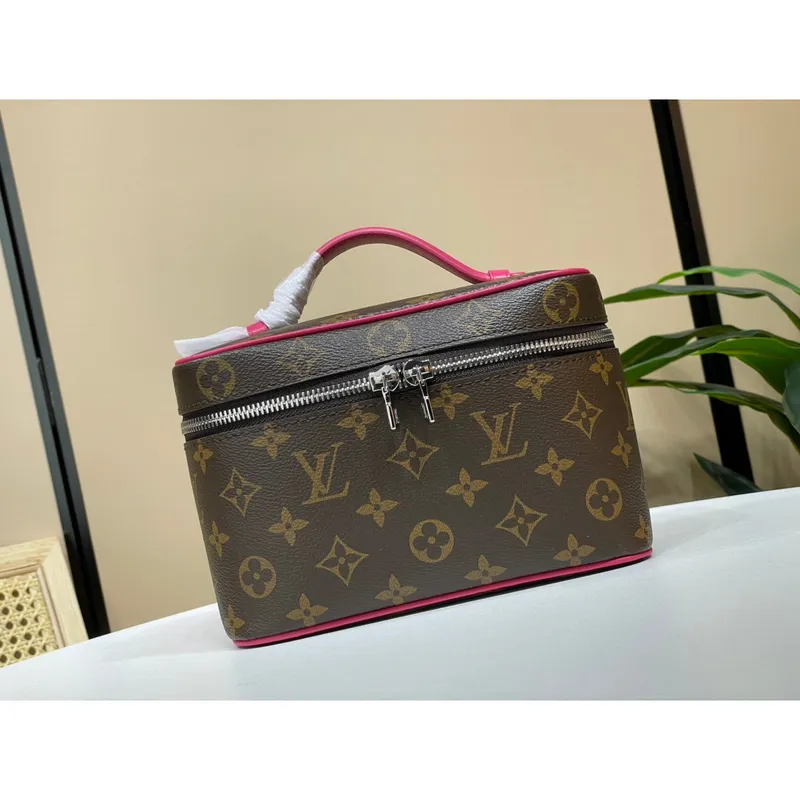 Louis Vuitton LV M44495 Nice Mini Vanity Case Monogram canvas Rose Red
