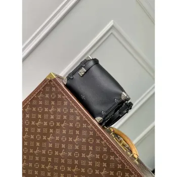 LV M25160 Louis Vuitton Side Trunk MM Handbag Black