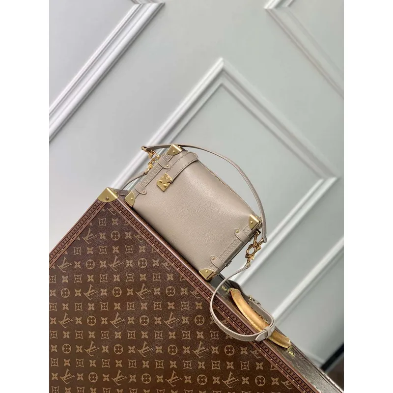LV M25072 Louis Vuitton Side Trunk MM Handbag Taupe