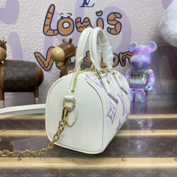 LV M46875 Louis Vuitton Speedy Bandoulière 20 Handbag Latte White / Bubble Tea Mauve