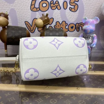 LV M46875 Louis Vuitton Speedy Bandoulière 20 Handbag Latte White / Bubble Tea Mauve