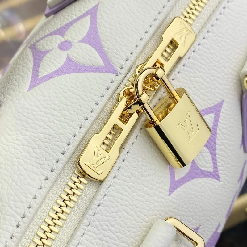 LV M46875 Louis Vuitton Speedy Bandoulière 20 Handbag Latte White / Bubble Tea Mauve