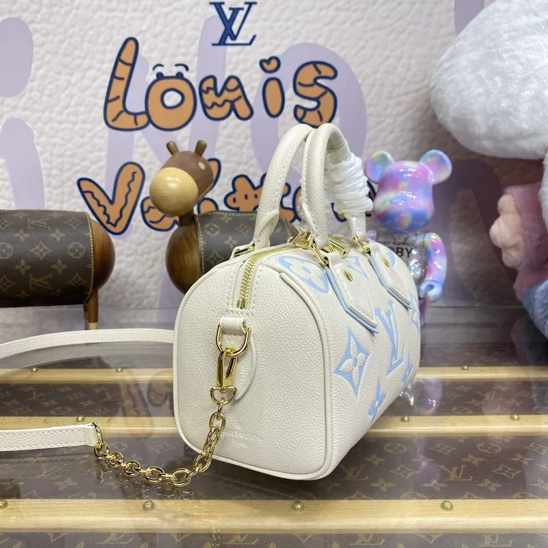LV M46883 Louis Vuitton Speedy Bandoulière 20 Handbag Latte/Candy Blue