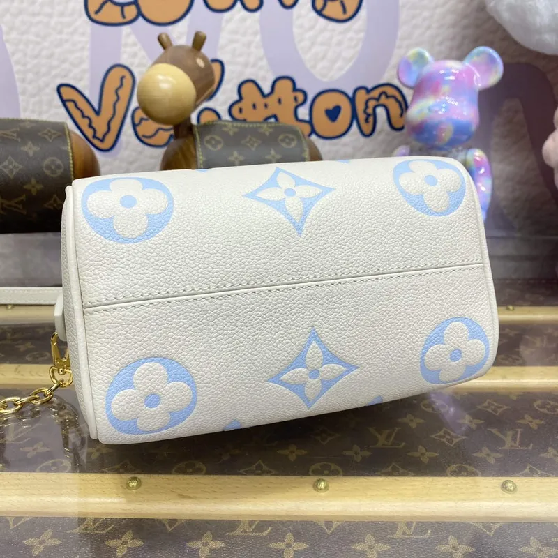 LV M46883 Louis Vuitton Speedy Bandoulière 20 Handbag Latte/Candy Blue