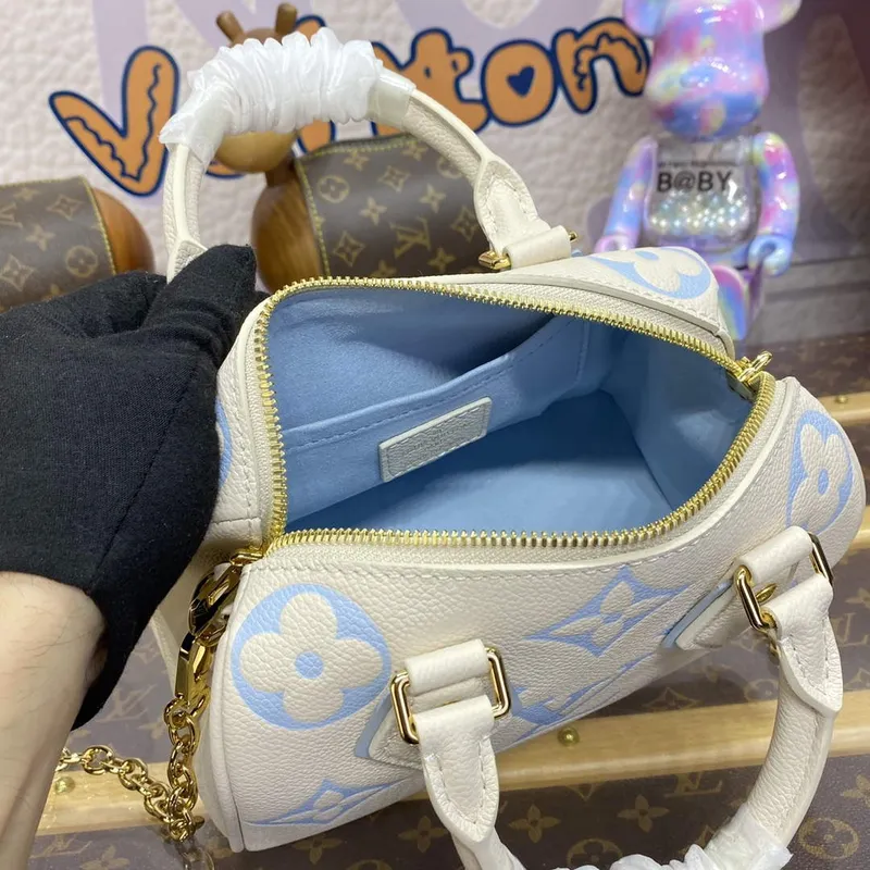 LV M46883 Louis Vuitton Speedy Bandoulière 20 Handbag Latte/Candy Blue