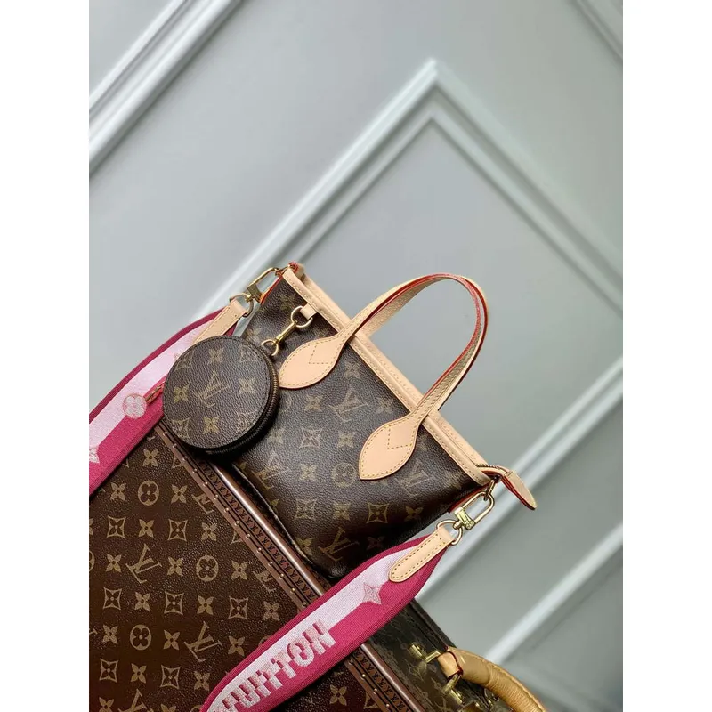 LV M46786 Louis Vuitton M46705 Neverfull BB Handbag Rose Peony